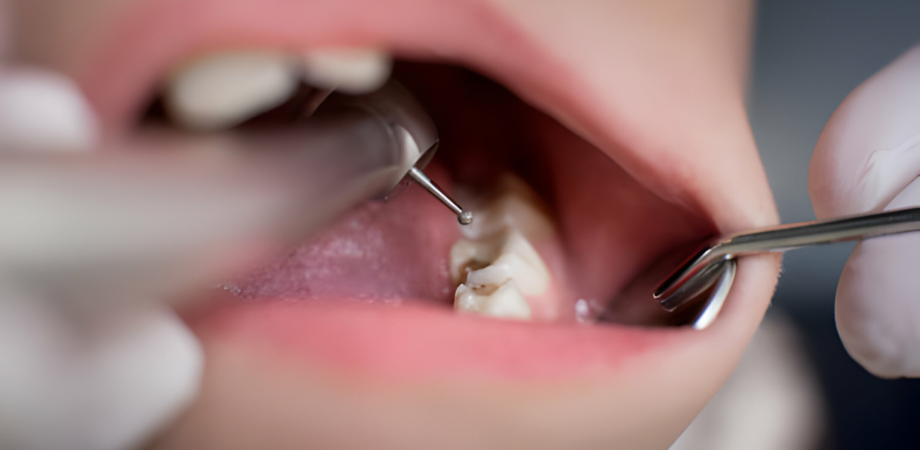 Remoção da dentina cariada durante tratamento expectante.